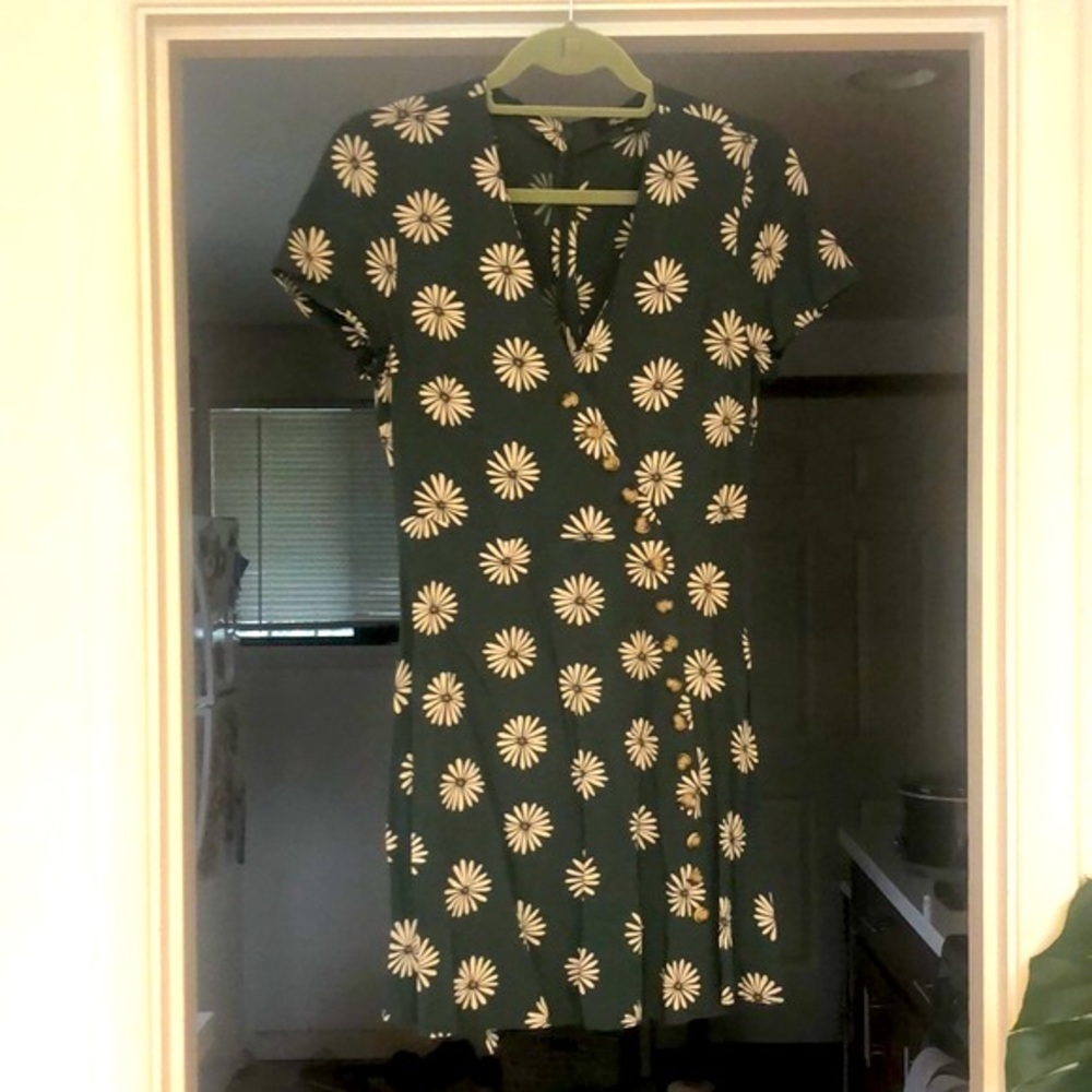 Madewell Green Floral Mini Dress